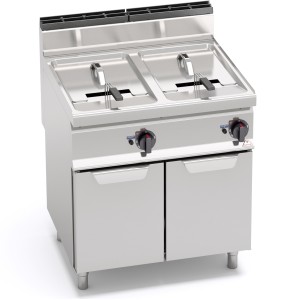 "GAS FRYER WITH CABINET - TWIN TANK 18+18 L - INDIRECT