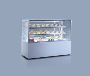 ULTRA WHITE GLASS 2 LAYERS CAKE DISPLSY REFRIGERATED