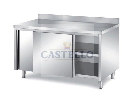 28 CABINET TABLES WITH SLIDING DOORS AND BACKSPLASH