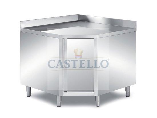 42 CORNER CABINET TABLES WITH BACKSPLASH AND FIXED SHELF