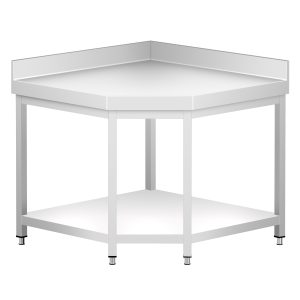 Stainless Steel Corner Work Table with Undershelf & Upstand PREMIUM