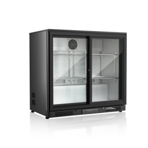 208 L Sliding Glass Door Black Back Bar Cooler Two Doors