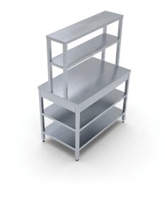 S/STEEL WORK TABLE WITH ONE OVER SHELF