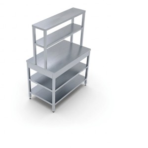S/STEEL WORK TABLE WITH ONE OVER SHELF