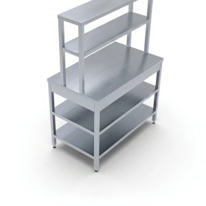 S/STEEL WORK TABLE WITH ONE OVER SHELF
