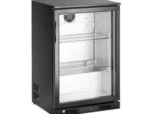 138L Hinge Glass Door Black Back Bar Cooler