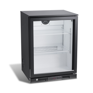 128L Hinge Glass Door Black Back Bar Cooler Single Door