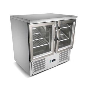 SALADETTE WITH STAINLESS STEEL TOP GLASS DOORS