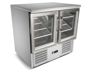 SALADETTE WITH STAINLESS STEEL TOP GLASS DOORS
