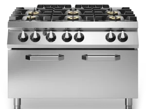 Gas range pressed worktop, 6 burners, maxi gas oven R70